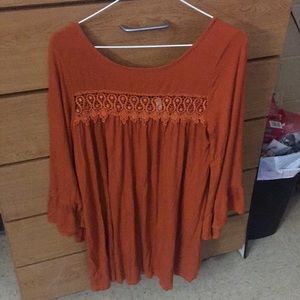 Long cute dress with lace on front.